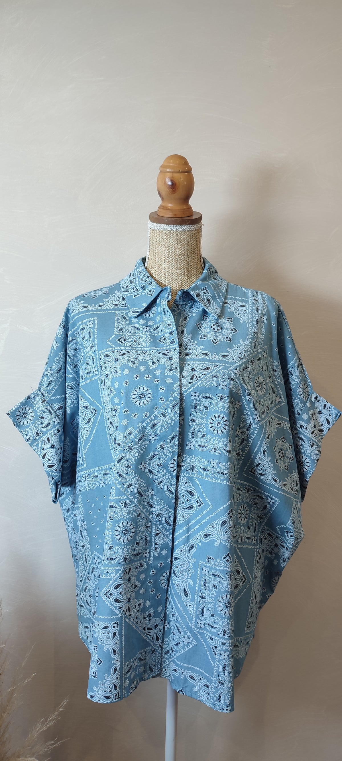 Chemise Oversize Bleu jean Imprimé BANDANA