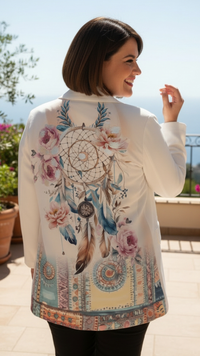 Veste Blanche Imprimé Dos "ATTRAPE RÊVES"