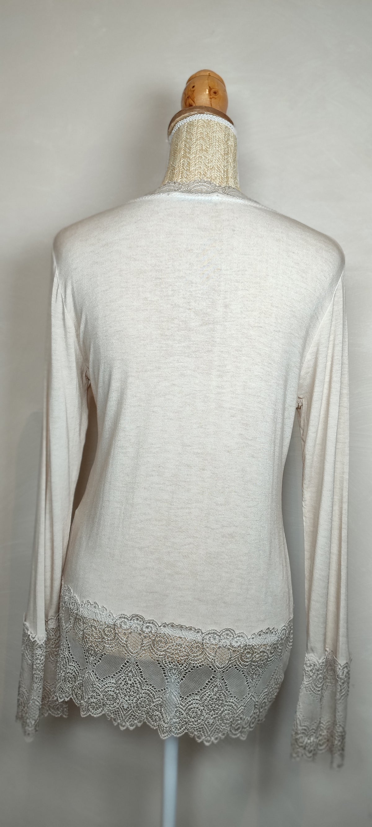 Top Dentelle Col V ELY Beige Clair