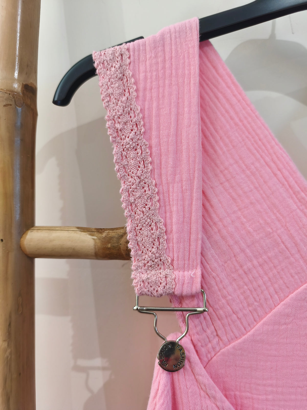 Robe Salopette Gaze de Coton Rose LEA