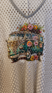 Top Crochet Argenté Motif "VAN FLEURI"