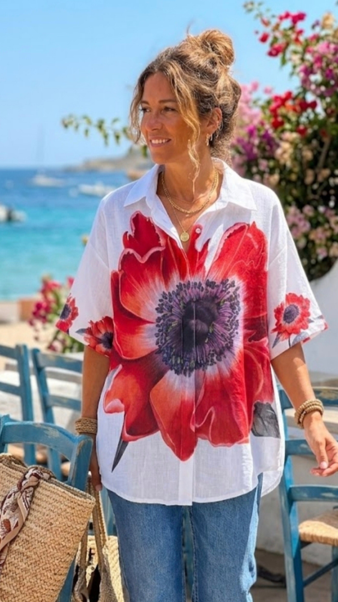 Chemise Blanche Oversize Imprimé COQUELIQUOT