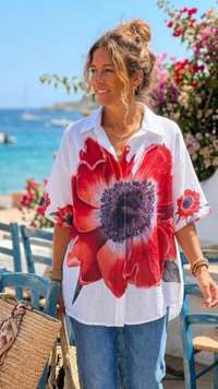 Chemise Blanche Oversize Imprimé COQUELIQUOT
