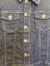Veste en Jean Bleu Brut à Boutons Fantaisie Dorés AMBRE