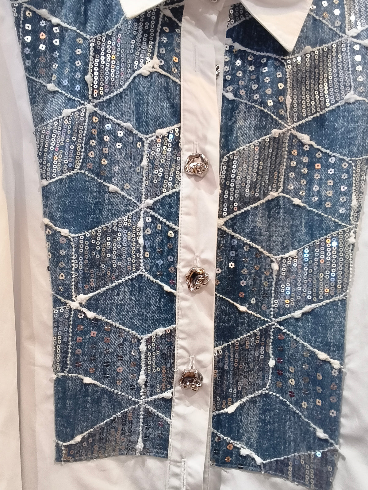 Chemise Blanche à Empiècement Jean Brodé CARLA