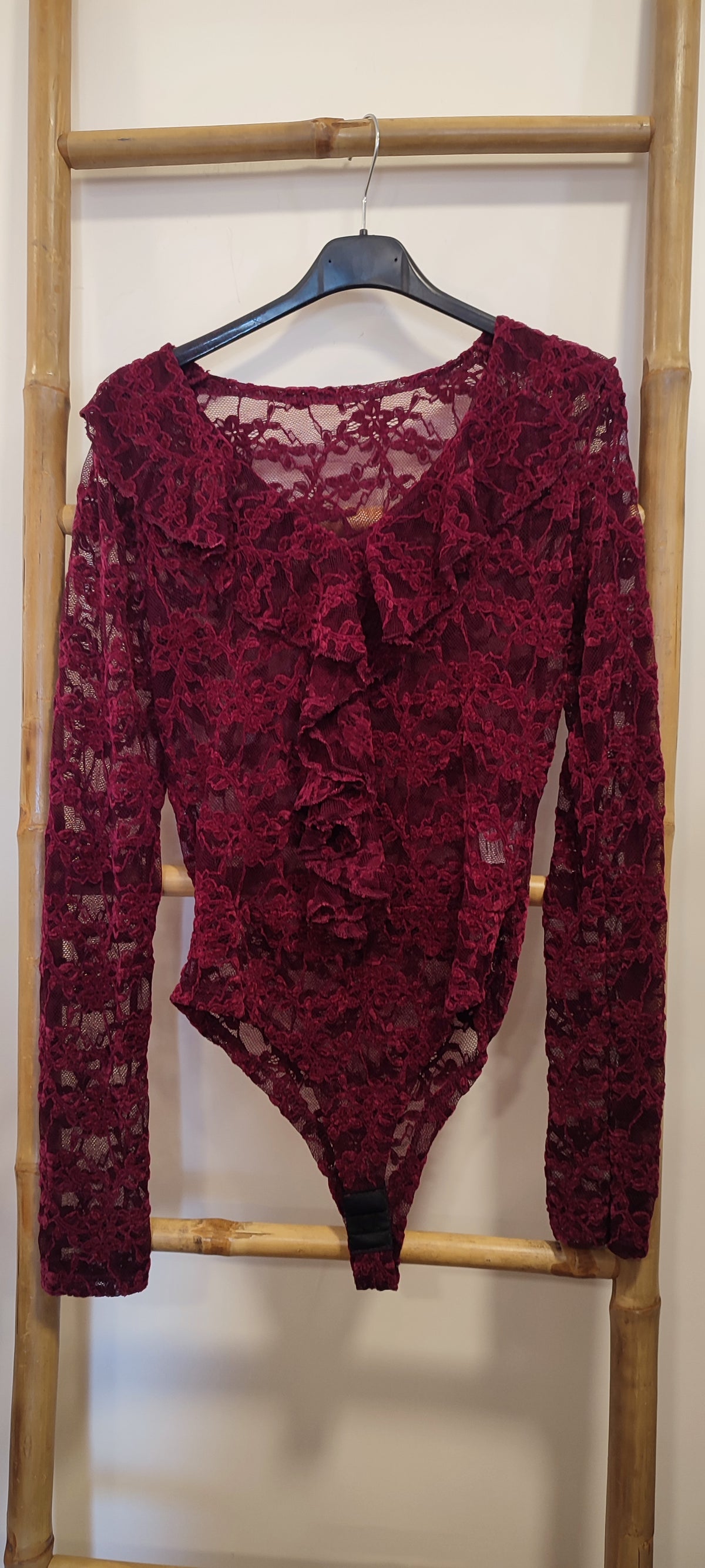 Body en Dentelle & Velours Bordeaux à Volants BAREL