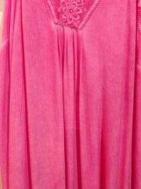 Robe Longue à Bretelles Dentelle Fuschia OLGA