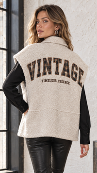 Veste Sans Manche en Bouclette Crème VINTAGE