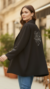 Veste Blazer Noire Oversize à Strass LOVE
