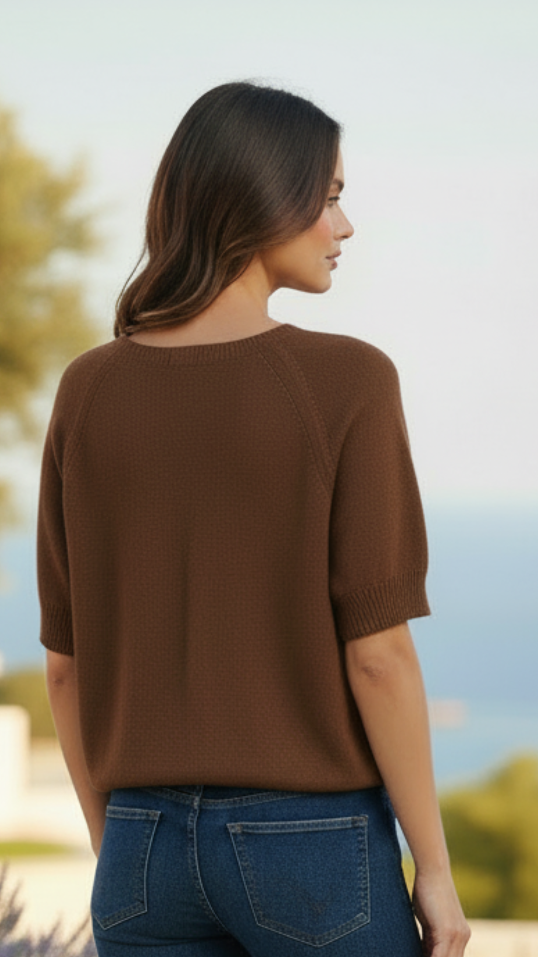Top Chocolat Motif Cerise et Strass "CHERRY"
