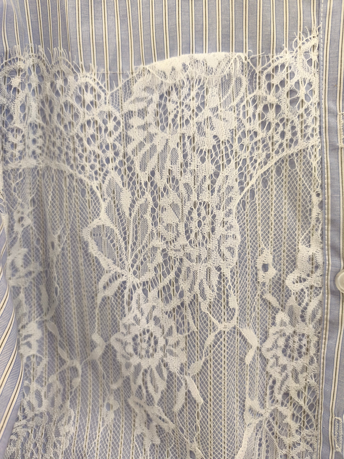 Chemise Rayée Bleu & Blanc à Manches Dentelle JOANA