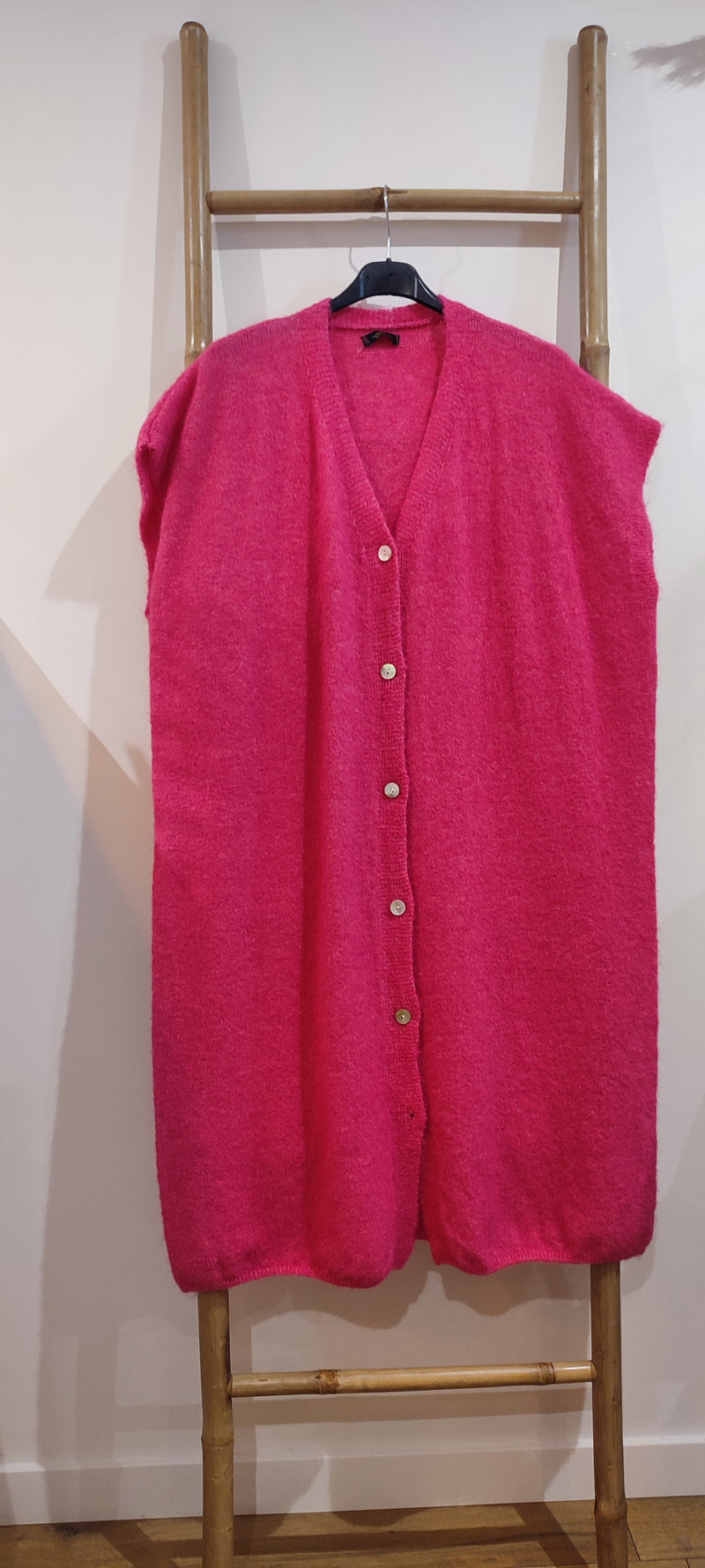 Gilet Long Sans Manche Fuchsia ANAÏS