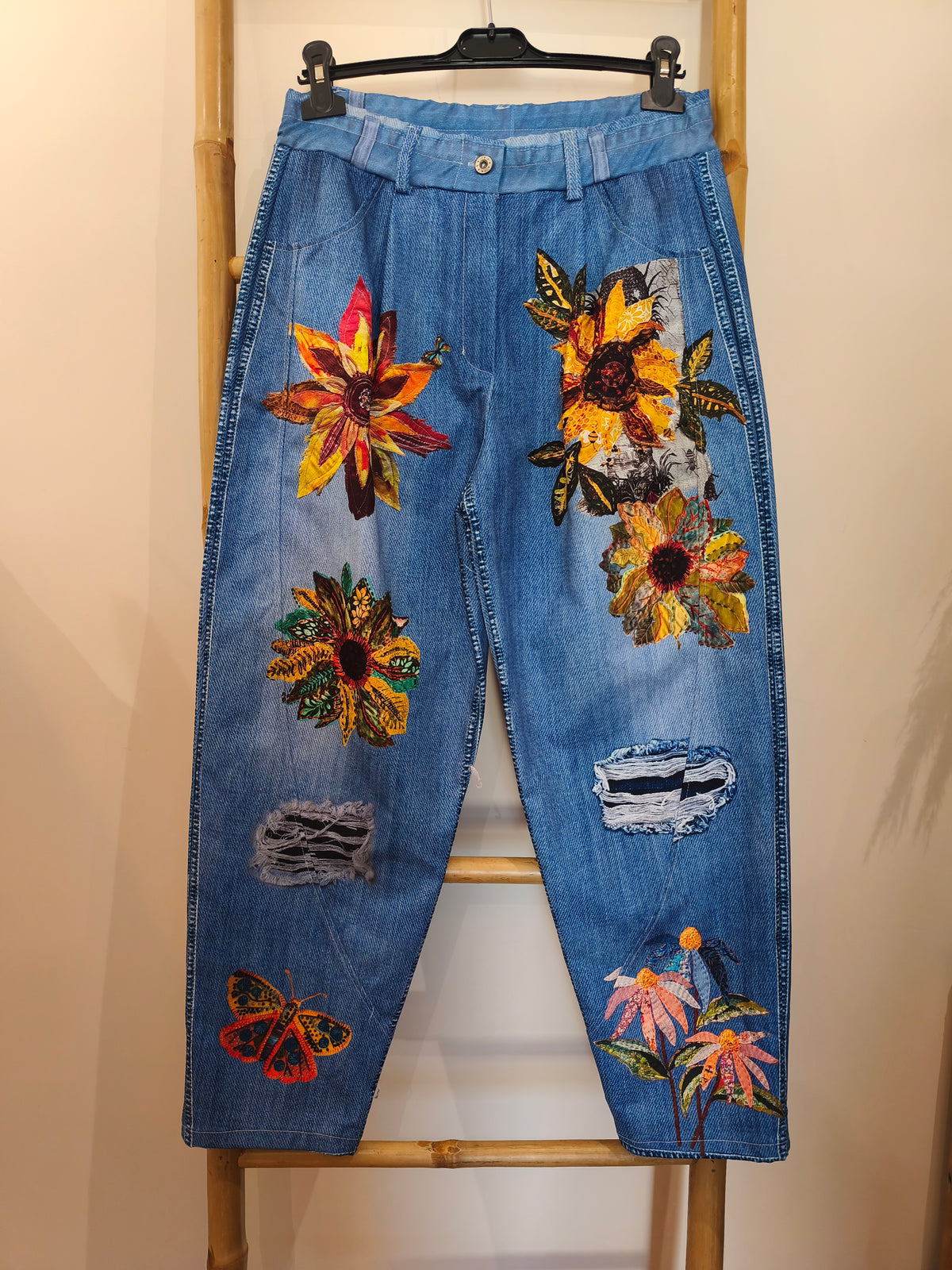 Pantalon Effet Jean Imprimé Floral JEZY
