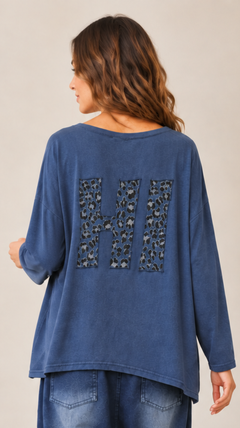 Tee-Shirt Oversize Manche Longue Bleu Jean HIGHT