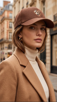 Casquette Marron Imprimé Coeur Léopard MONIA