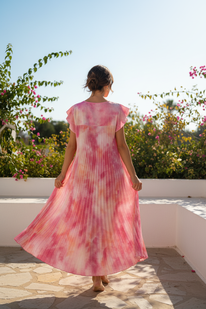 Robe tie-dye rose longue - dos