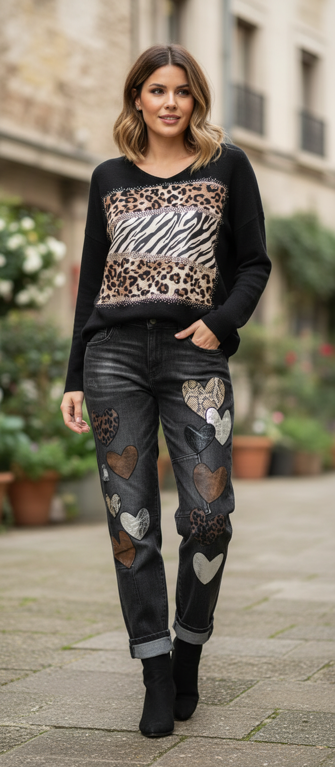 Tenue complète : Pull JANY noir et Jean DAM'S noir